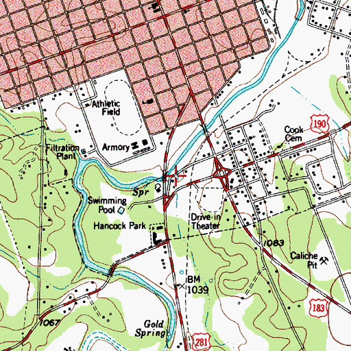 Topographic Map of Brooks Park, TX