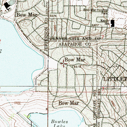 Topographic Map of Bow Mar, CO