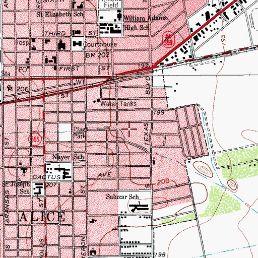 Topographic Map of Buena Vista Park, TX