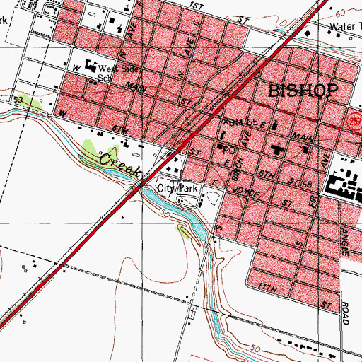 Topographic Map of Bishop City Park, TX