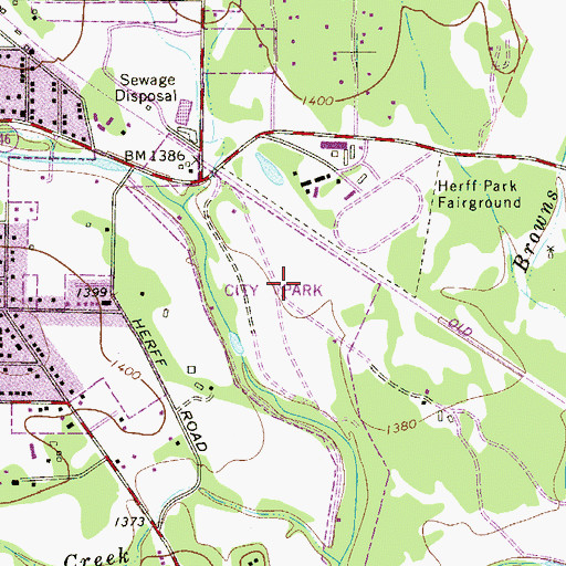 Topographic Map of Boerne City Park, TX