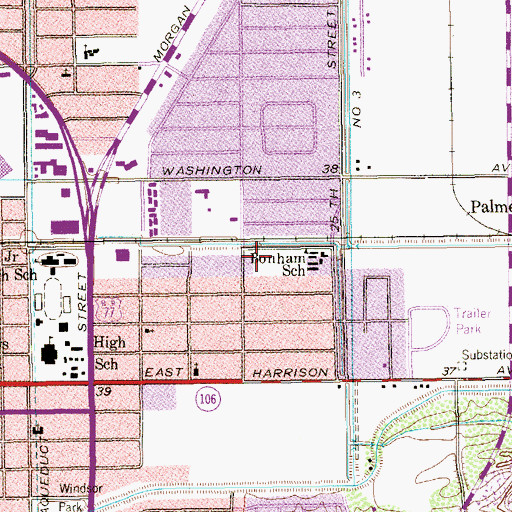 Topographic Map of Bonham Park, TX