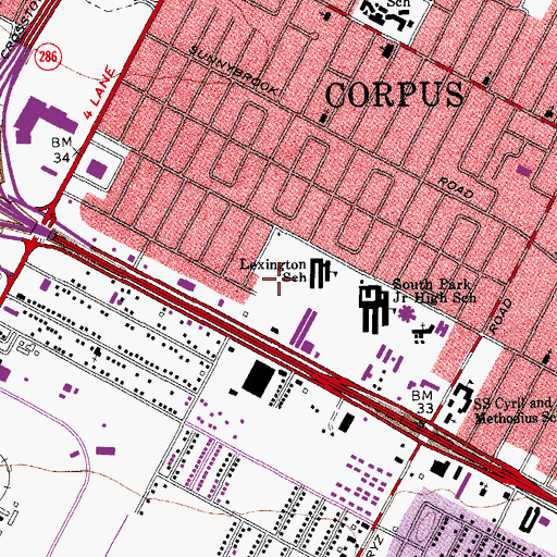 Topographic Map of Botsford Park, TX