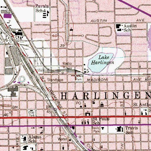 Topographic Map of Bowie Park, TX