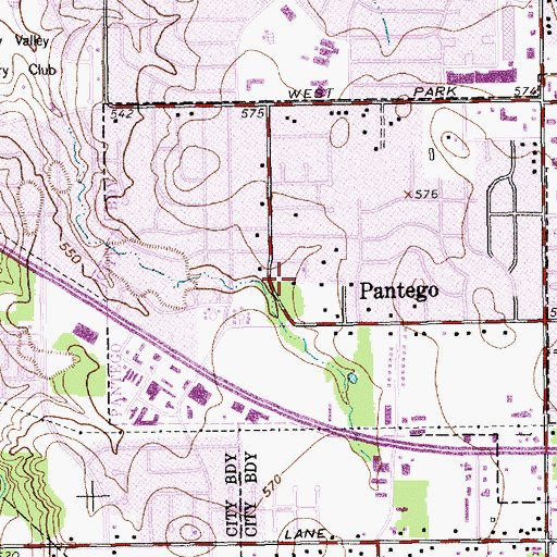 Topographic Map of Bicentennial Park, TX