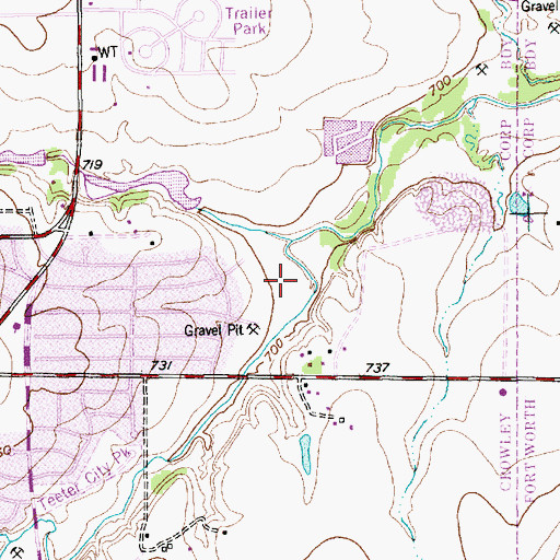 Topographic Map of Bicentennial Park, TX