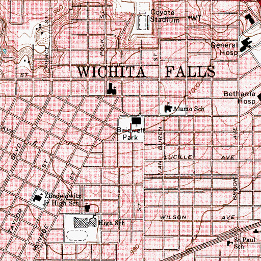 Topographic Map of Birdwell Park, TX