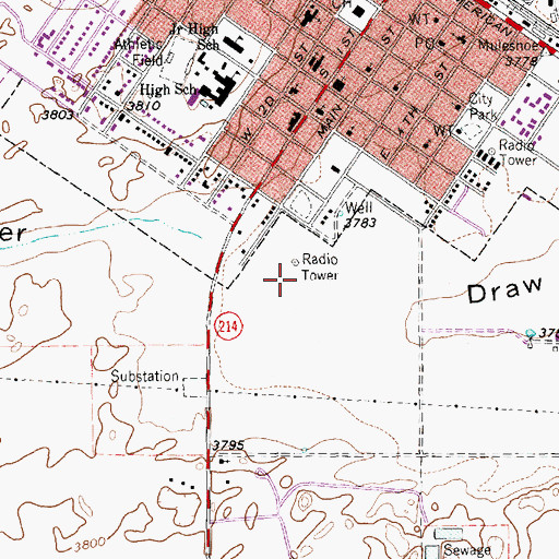 Topographic Map of Babe Ruth Park, TX