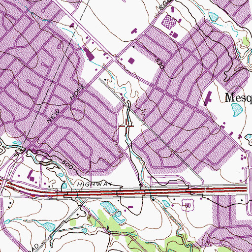 Topographic Map of Baker Park, TX