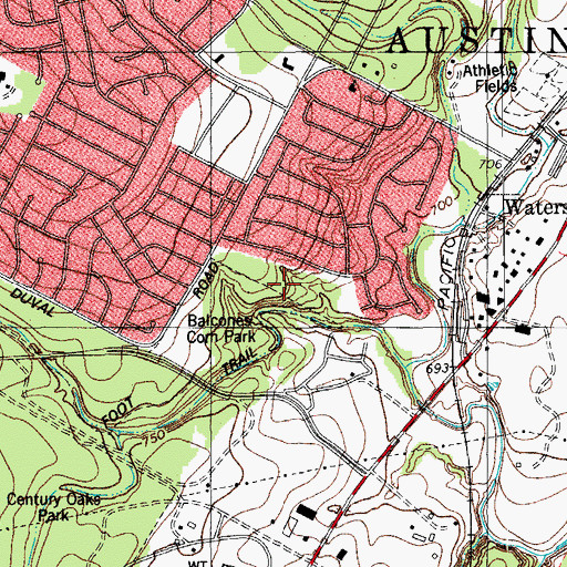 Topographic Map of Balcones Community Park, TX