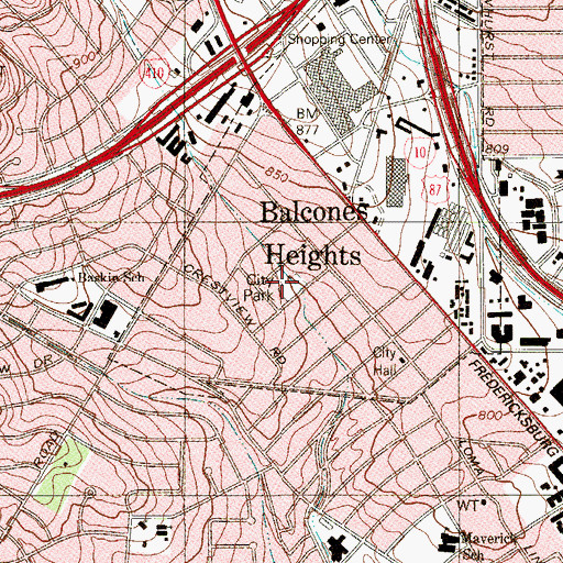 Topographic Map of Balcones Heights City Park, TX