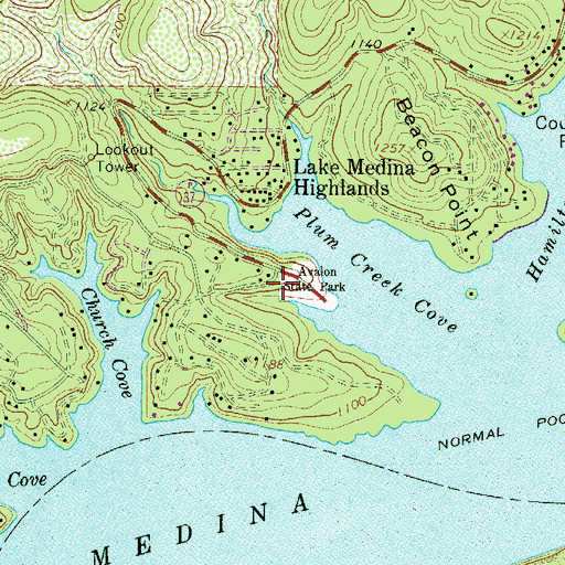 Topographic Map of Bandera County Park, TX