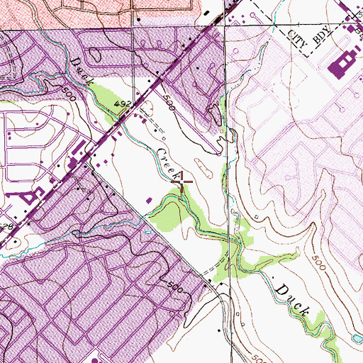 Topographic Map of Bass Park, TX