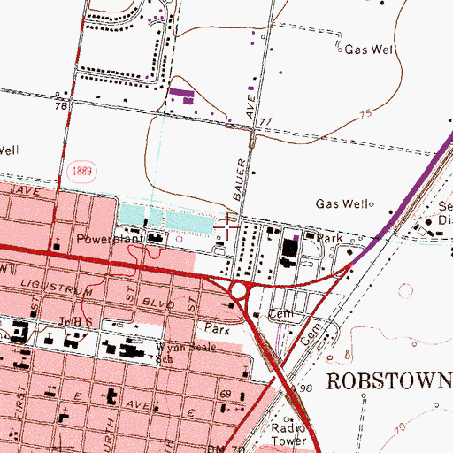 Topographic Map of Bauer Road Park, TX