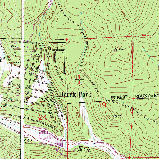 Topographic Map of Harris Park, CO