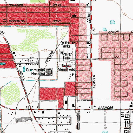 Topographic Map of Bayou Bend Park, TX