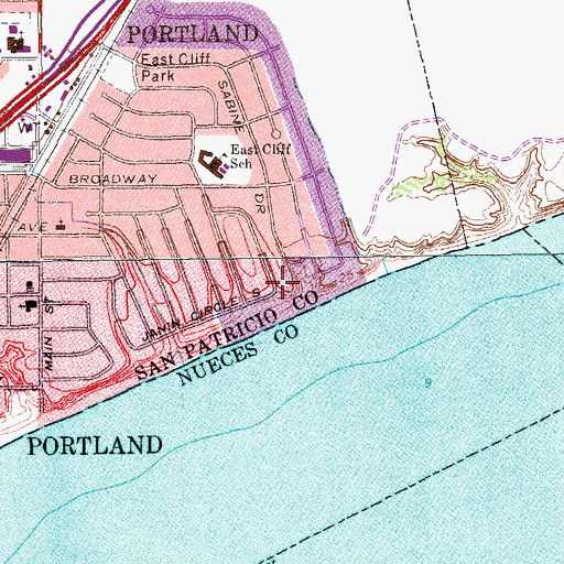 Topographic Map of Bayside Park, TX