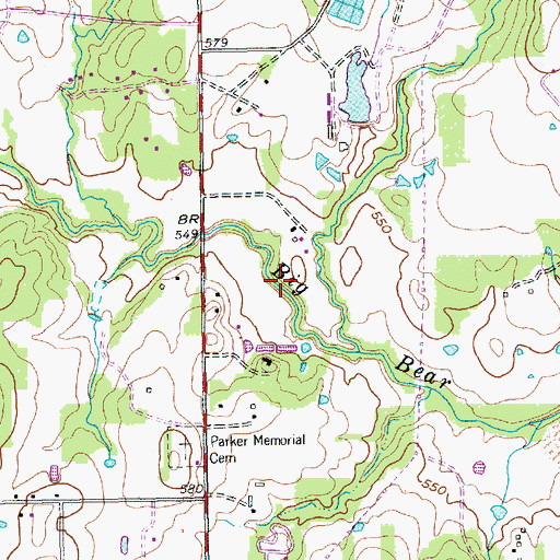 Topographic Map of Bear Run Park, TX