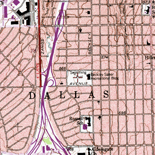 Topographic Map of Beckley - Saner Park, TX