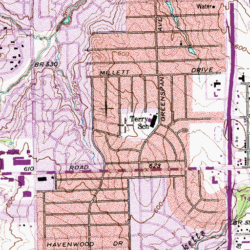 Topographic Map of Beckley Heights Park, TX