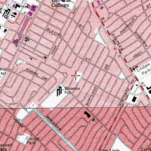 Topographic Map of Belaire Park, TX
