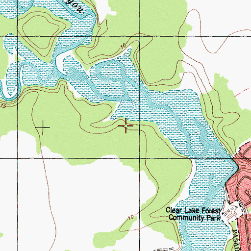 Topographic Map of Armand Bayou Park, TX