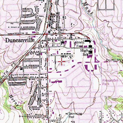 Topographic Map of Armstrong Park, TX
