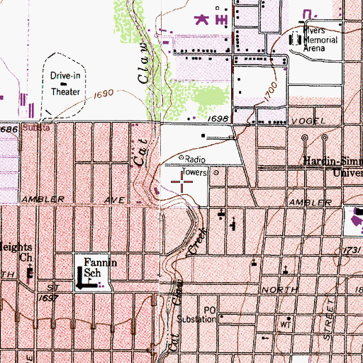 Topographic Map of Arthur Sears Park, TX