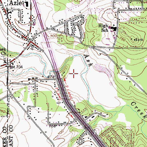 Topographic Map of Ash Creek Park, TX