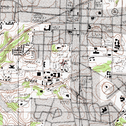 Topographic Map of Athens City Park, TX