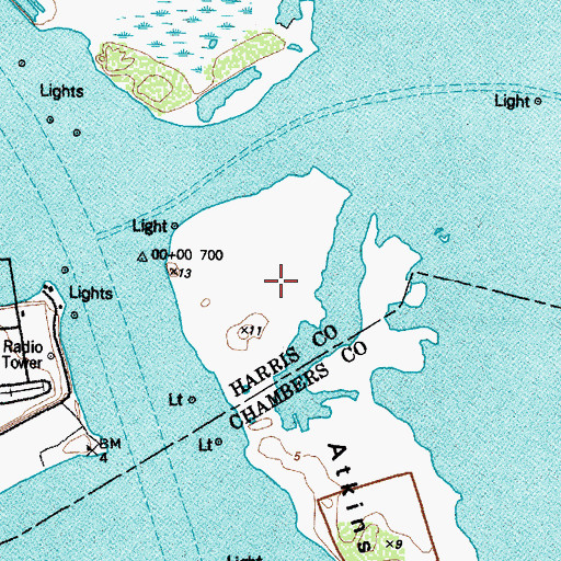Topographic Map of Atkinson Island Wildlife Management Area, TX