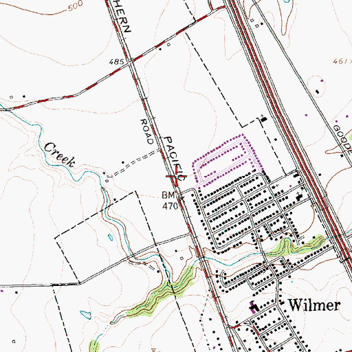 Topographic Map of Adams Street Park, TX