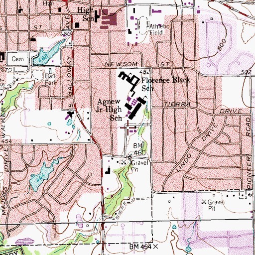 Topographic Map of Agnew Park, TX
