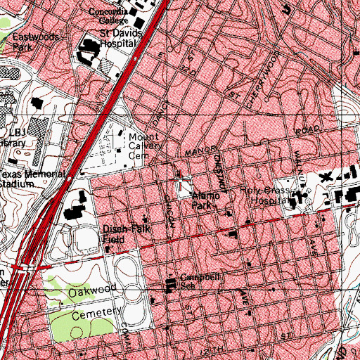 Topographic Map of Alamo Park, TX
