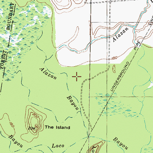 Topographic Map of Alazan Bayou Wildlife Management Area, TX