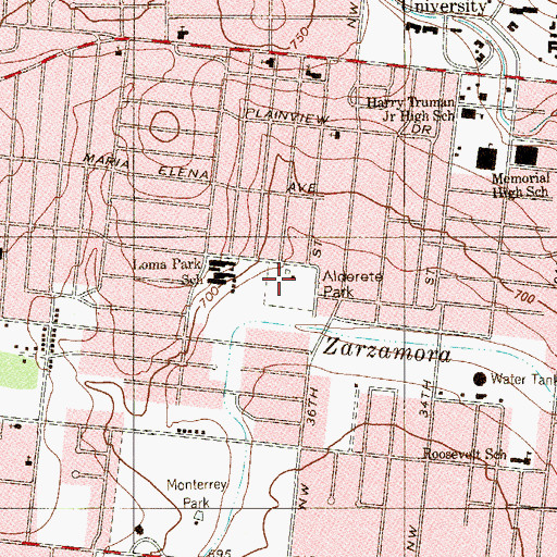 Topographic Map of Alderette Park, TX