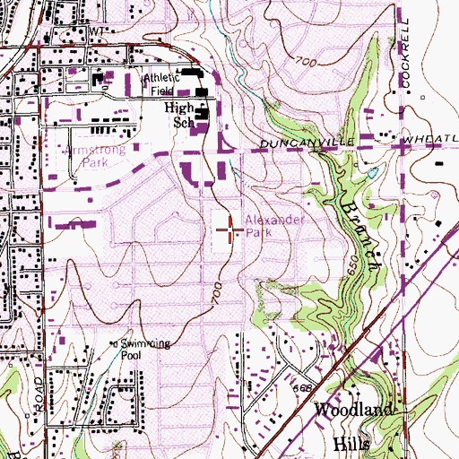 Topographic Map of Alexander Park, TX