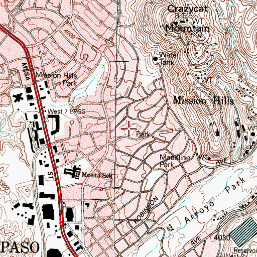 Topographic Map of Althea Park, TX