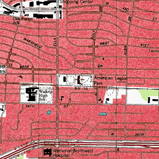 Topographic Map of American Legion Park, TX