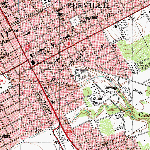 Topographic Map of Ann Burke Park, TX