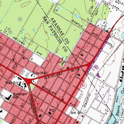 Topographic Map of Aransas City Park, TX