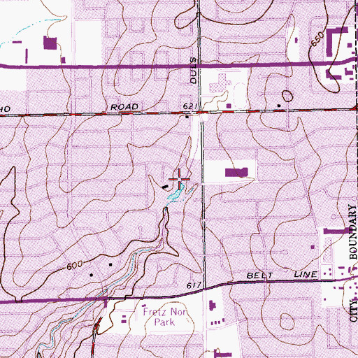Topographic Map of Arapahoe Park, TX