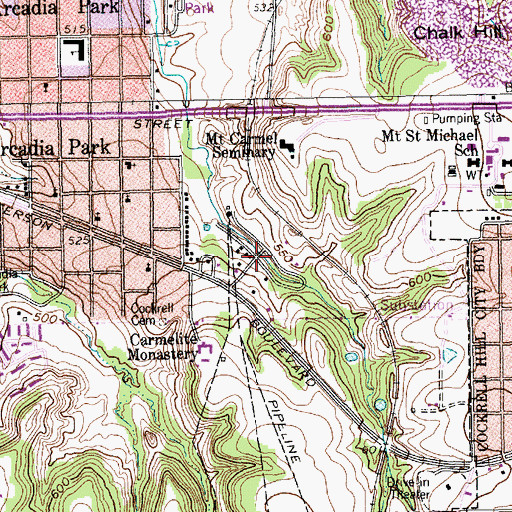 Topographic Map of Arcadia Heights Park, TX