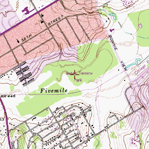 Topographic Map of Arden Terrace Park, TX