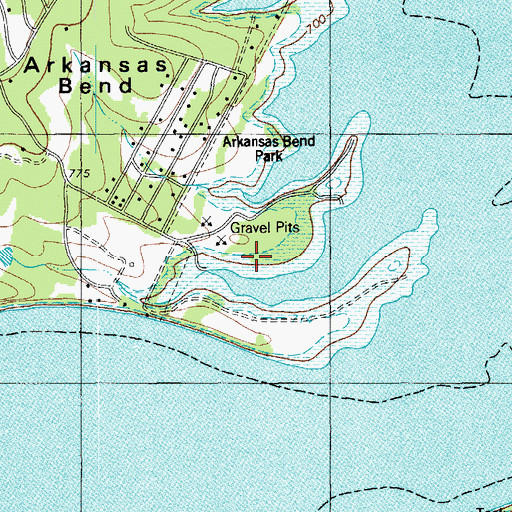 Topographic Map of Arkansas Bend Park, TX