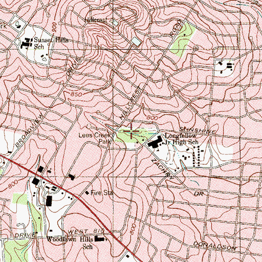 Topographic Map of Lee's Creek Park, TX