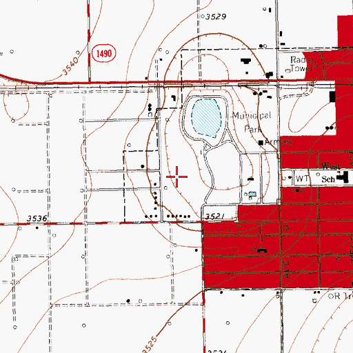 Topographic Map of Levelland City Park, TX