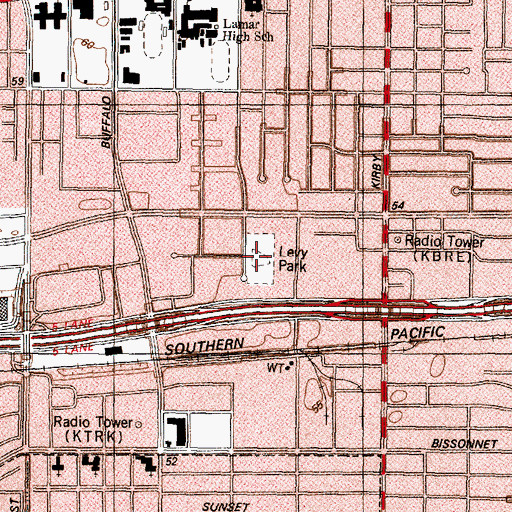 Topographic Map of Levy Park, TX