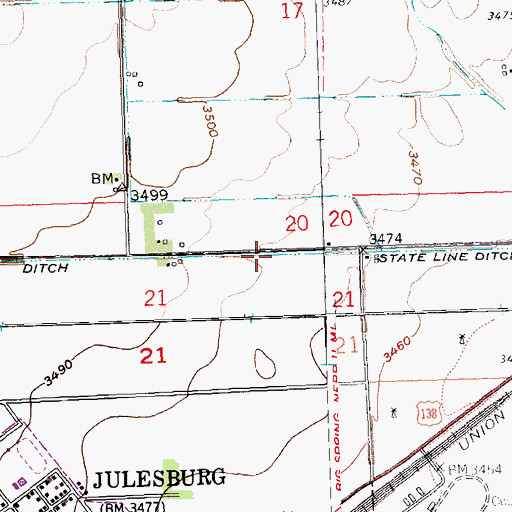 Topographic Map of State Line Ditch, CO