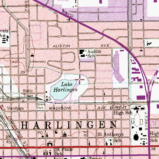 Topographic Map of Liberty Gardens Park, TX